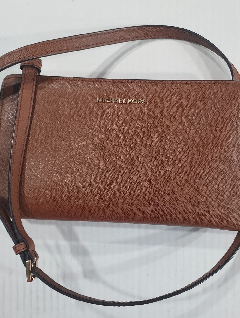 Michael Kors Chestnut Saffiano Crossbody Bag with Gold Logo